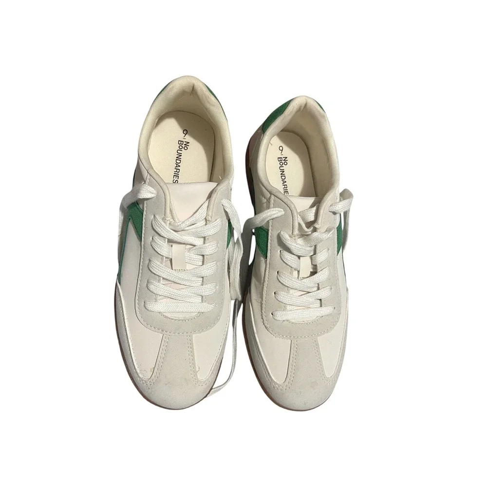 No Boundaries Women's Sneakers Size 9 White Green Retro Sporty Trendy